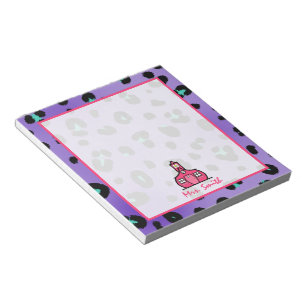 Lila Leopard Drucklehrer Notepad Notizblock