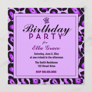 Lila Leopard-Einladung Einladung