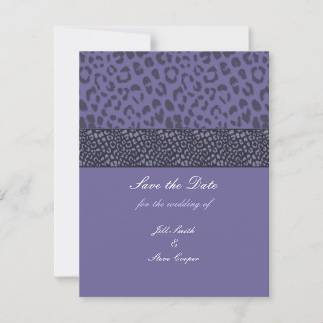 Lila Leopard-Muster Save-the-Date Save The Date (Vorderseite)