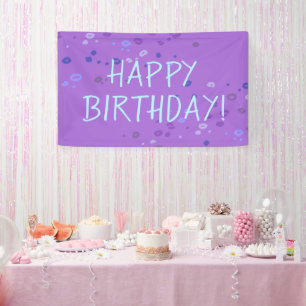 Lila Leopard Print "Happy Birthday" Party Banner