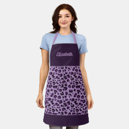 Lila leopard print trendy mädchen mit name schürze