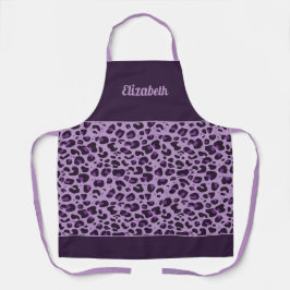 Lila leopard print trendy mädchen mit name schürze