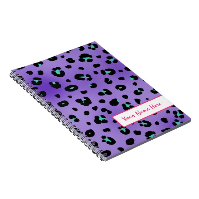 Lila Leopard-Spirale-personalisiertes Notizbuch Notizblock (Rechte Seite)