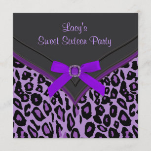 Lila Leopard Sweet 16 Party Einladung