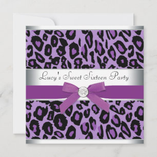 Lila Leopard Sweet 16 Party Einladung