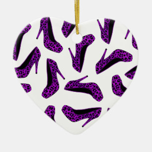Lila Leopard-Tierdruck-hohe Fersen-Schuh-Druck Keramikornament