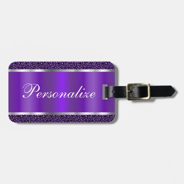 Lila Leopard-Tierdruck | personifizieren Gepäckanhänger (Vorderseite horizontal)