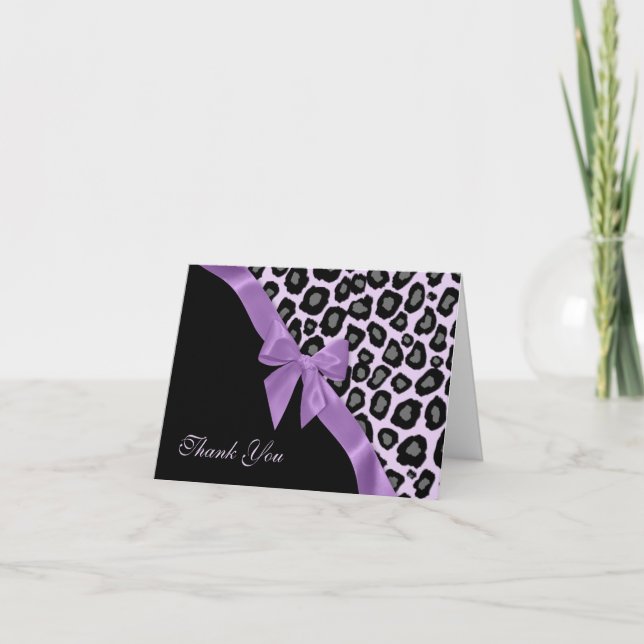 Lila Leoparden Spots und Ribbon Danke (Vorderseite)