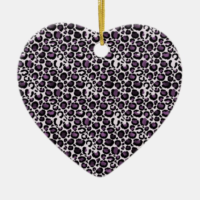 Lila Leopardendruck Keramik Ornament (Vorne)