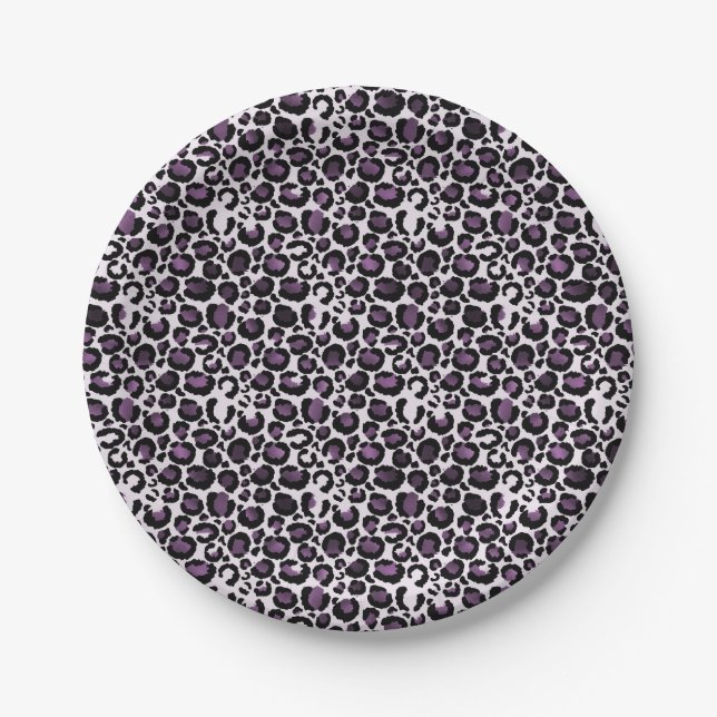 Lila Leopardendruck Pappteller (Vorderseite)
