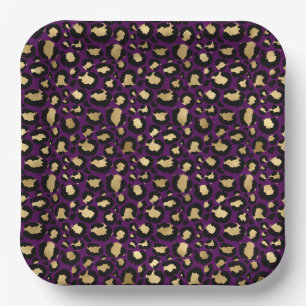 Lila Leopardendruck Pappteller