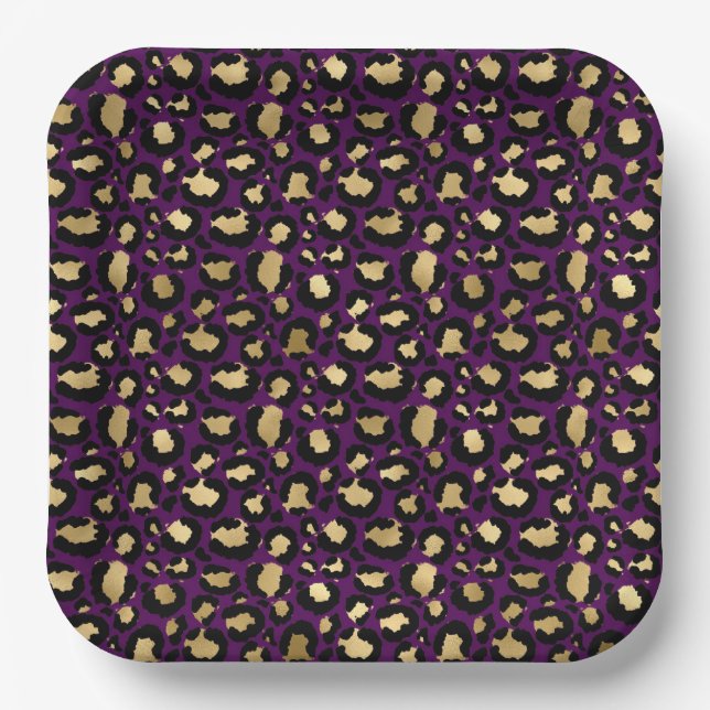 Lila Leopardendruck Pappteller (Vorderseite)