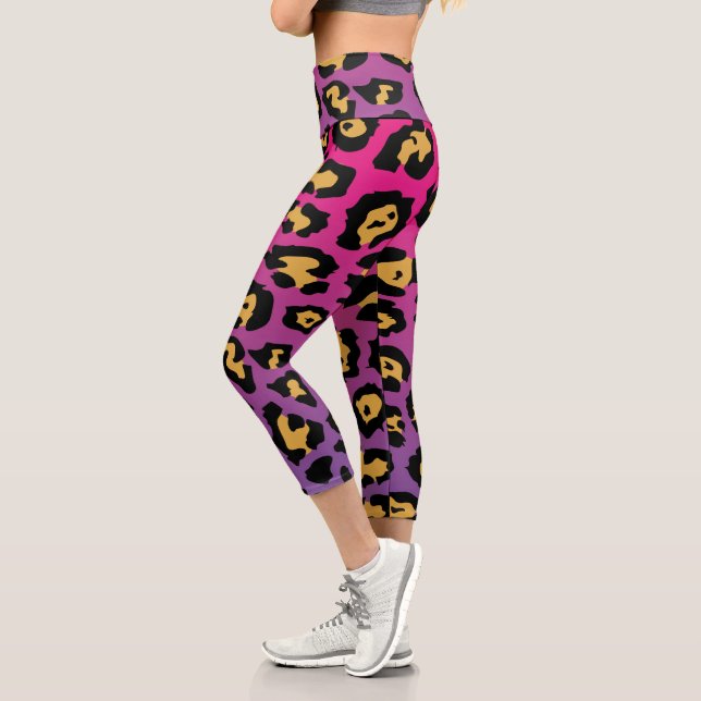 Lila Leopardrucke Capri Leggings (Links)