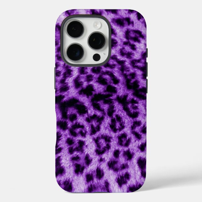 Lila Leopardrucke iPhone 16 Pro Hülle (Rückseite)