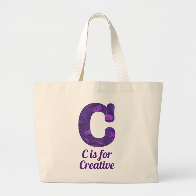 Lila Letter C ist für kreative Monogramme geeignet Jumbo Stoffbeutel (Vorne)