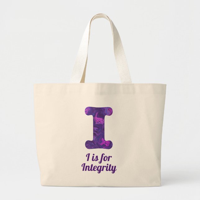 Lila Letter I ist für Integrity Monogram Jumbo Stoffbeutel (Vorne)