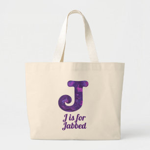 Lila Letter J ist für Jabbed Monogram Jumbo Stoffbeutel