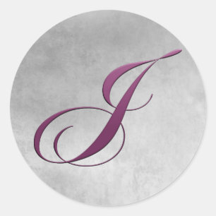 Lila Letter J Monogramm Runder Aufkleber