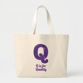 Lila Letter Q ist für Qualität Jumbo Stoffbeutel