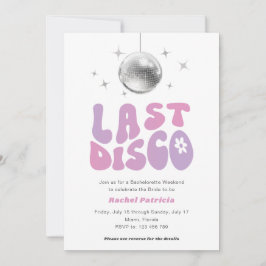 Lila letzte Diskothek, modernes Retro-Bachelorette Einladung
