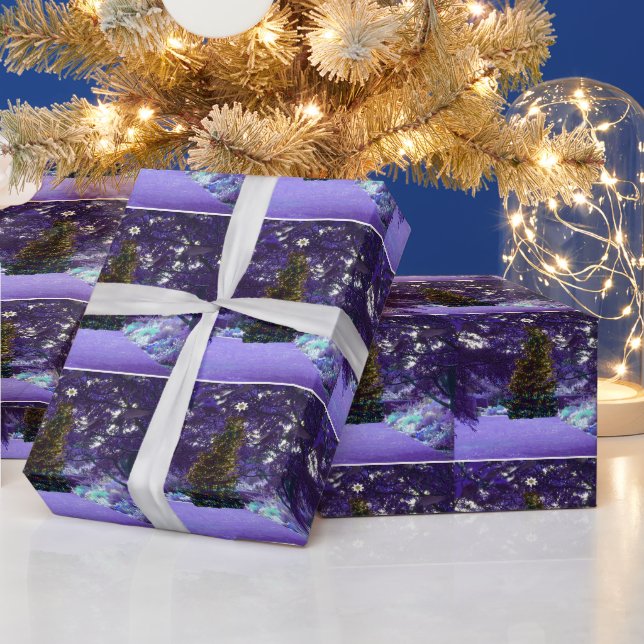 Lila Leuchtpapier für die Nacht Geschenkpapier (Feiertage)