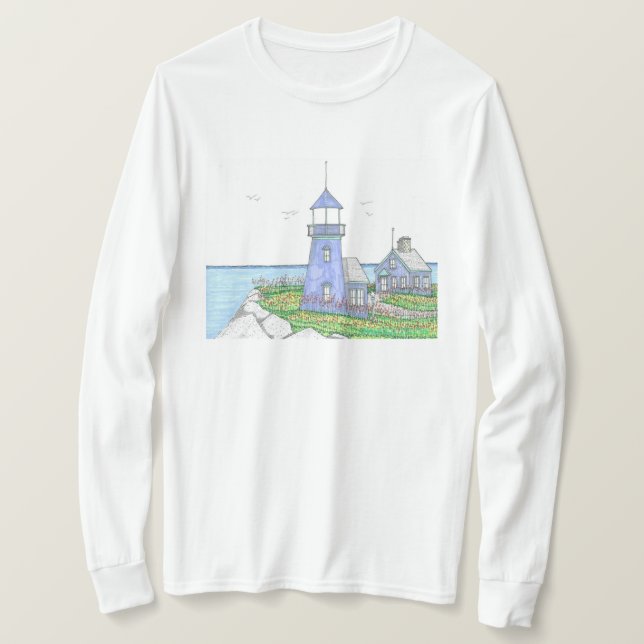 Lila Leuchtturm; Damenhemd T-Shirt (Design vorne)