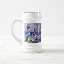 Lila Leuchtturm mit Foxglove & Iris Personalisiert