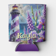 Lila Leuchtturm mit Foxglove & Iris Personalisiert