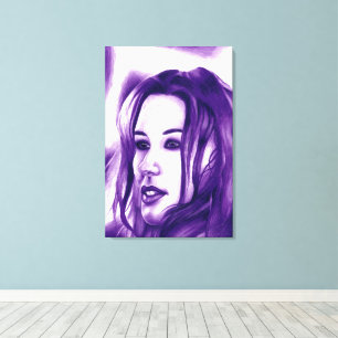 Lila Leute Frauen Portrait Originelle Kunst Leinwanddruck