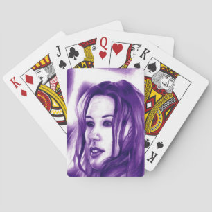 Lila Leute Frauen Portrait Originelle Kunst Spielkarten