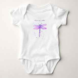 Lila Libelle Aquarell Mädchenhaft Süß Baby Strampler