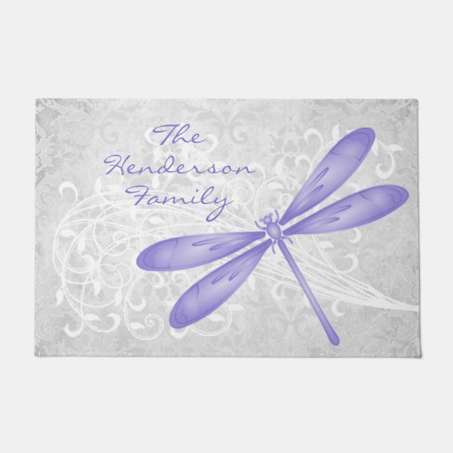 Lila Libelle Personalisiert Door Mat Fußmatte (Vorderseite)