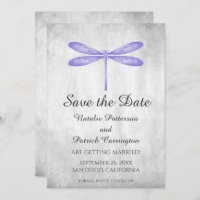 Lila Libelle Save the Date einladen