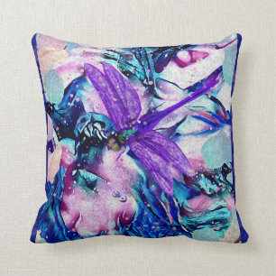 Lila Libelle Watercolor Kissen