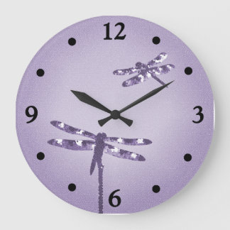 Lila Libellen-Uhr Große Wanduhr