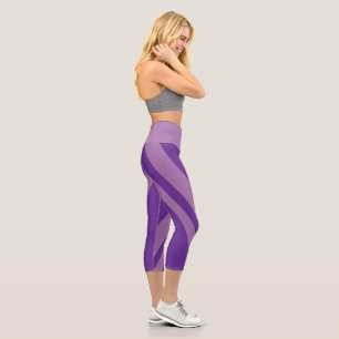Lila Licht Lila Streifen Capri Leggings