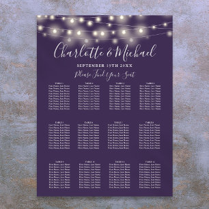 Lila Lichterkette Hochzeit Sitzordnung Poster
