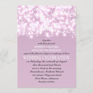 lila Lichterketten Hochzeitseinladungen Einladung