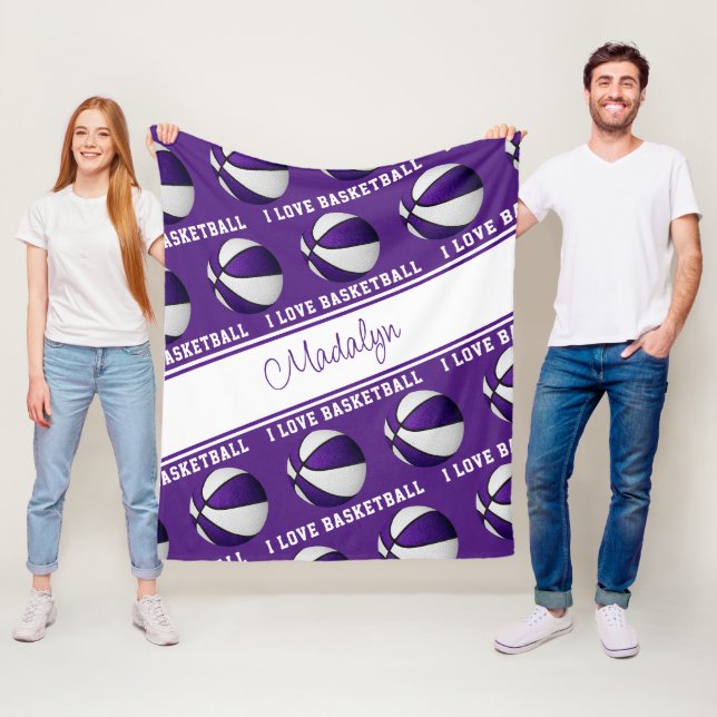lila Liebe Basketball-Girls Dekoration Fleecedecke (Beispiel)