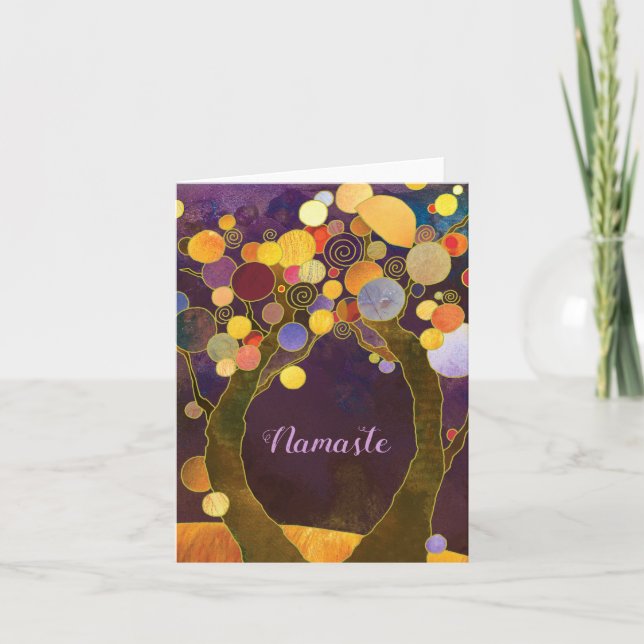 Lila Liebe Bäume Geschäft dank Blank Card Dankeskarte (Vorderseite)