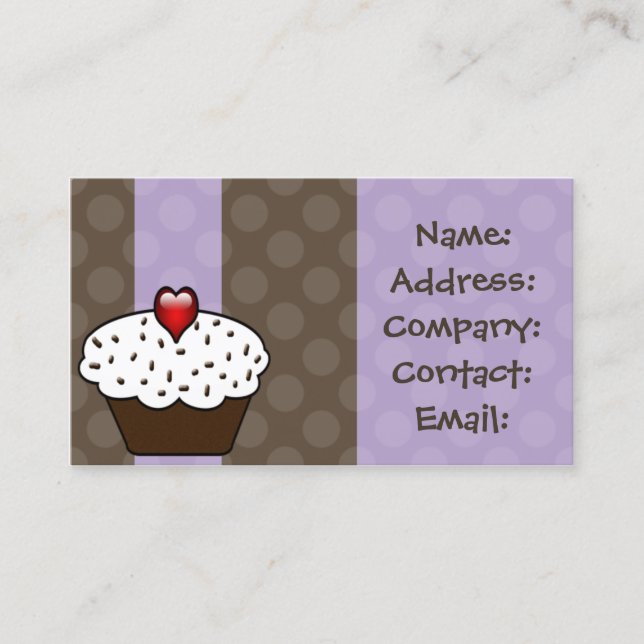 Lila Liebe Cupcakes Business Cards Visitenkarte (Vorderseite)