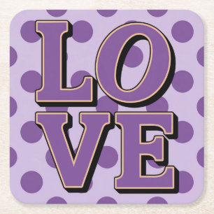 Lila LIEBE Dots Lavender Untersetzer Set