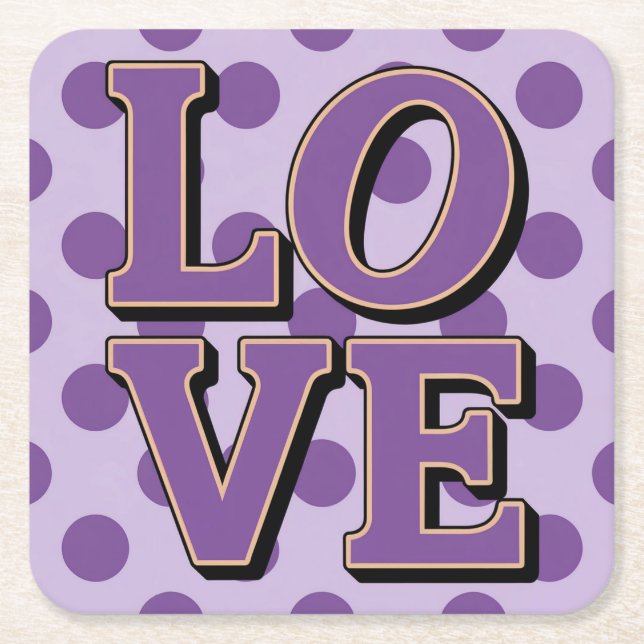 Lila LIEBE Dots Lavender Untersetzer Set (Vorderseite)