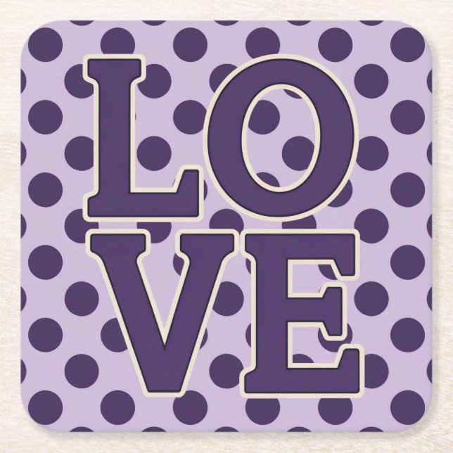 Lila LIEBE Dots Lavender Untersetzer Set (Vorderseite)