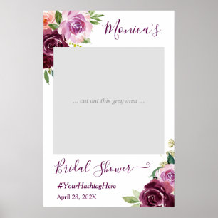 Lila Liebe Floral Chic Brautparty Foto Booth Poster