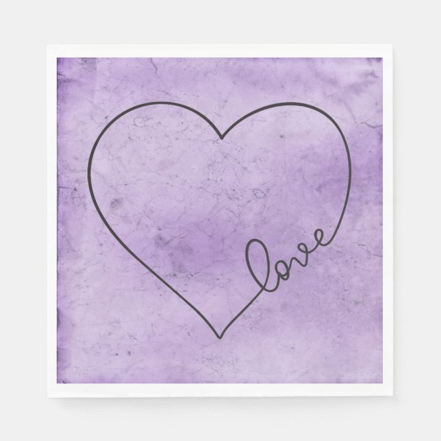 Lila Liebe für Hochzeitsherz Serviette (Vorderseite)