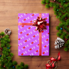 Lila LIEBE Geschenkpapier