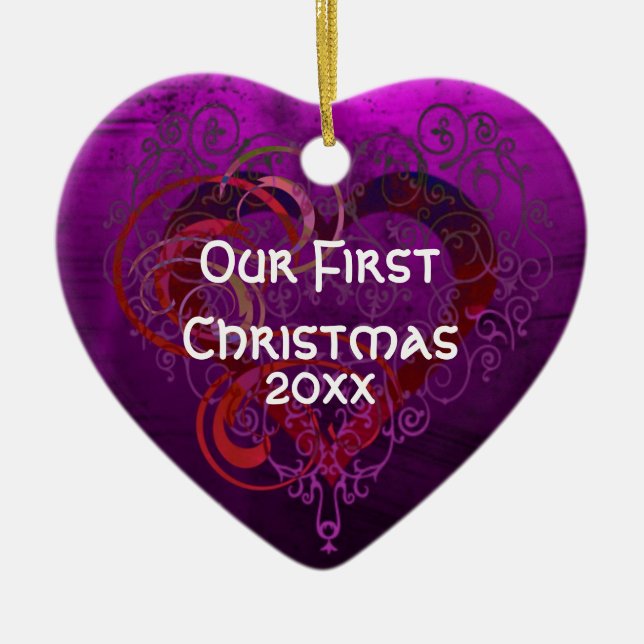 Lila Liebe Keramikornament (Vorne)