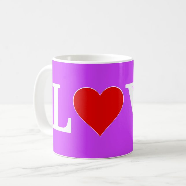 Lila LIEBE Moderner Chic Kaffeetasse (Vorderseite Links)