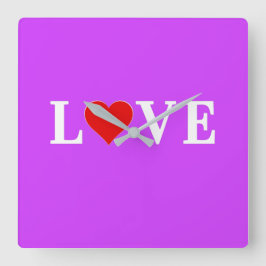 Lila LIEBE Moderner Chic Quadratische Wanduhr